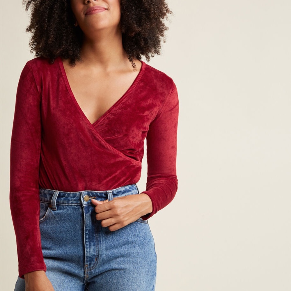Modcloth red velvet bodysuit bnwt Sz large